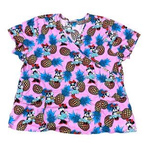 Disney Minnie Mouse Pink Pineapple Top 3XL Fits 2XL Tropical Fun Summer Shirt